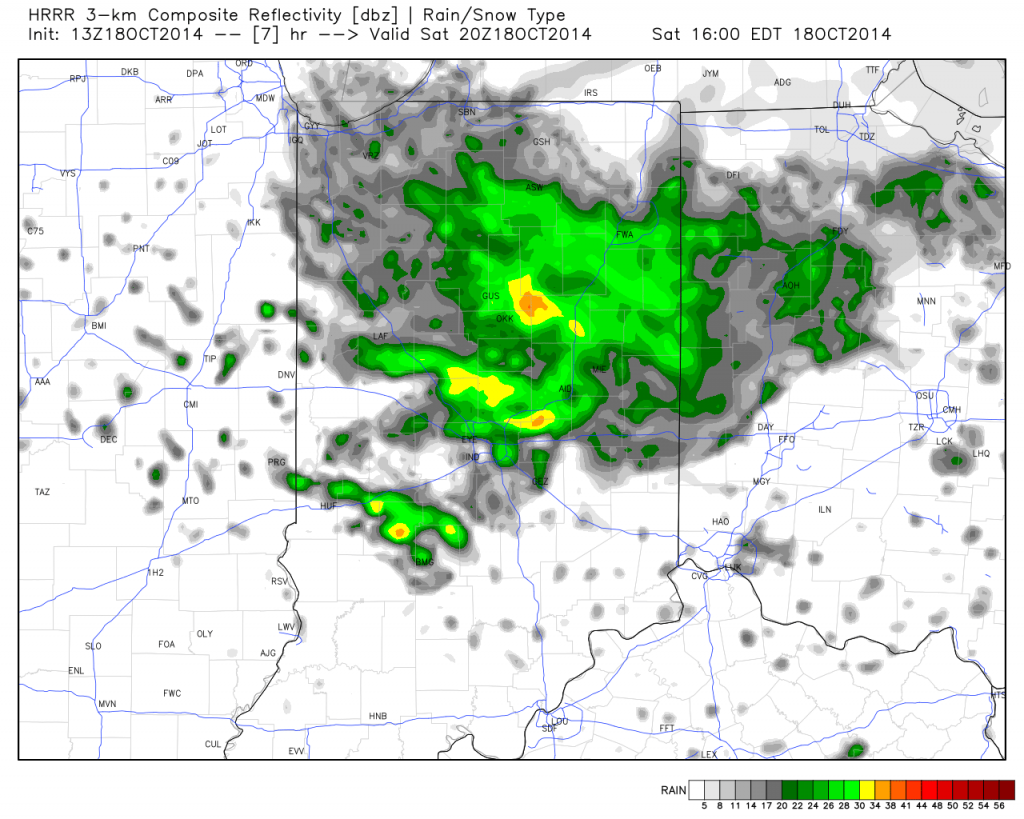 Forecast radar valid 4pm Saturday.