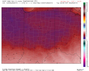 Temperatures fall into the single digits by 10pm.