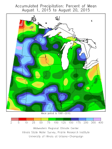 August precipitation departure- month-to-date
