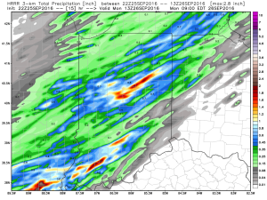 Storm total rainfall should be around half an inch for most.