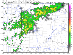 Forecast radar 1p, courtesy of Weatherbell.com