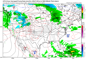 A strong SW flow will promote 30-40 MPH gusts early week. Courtesy of Tropicaltidbits.com